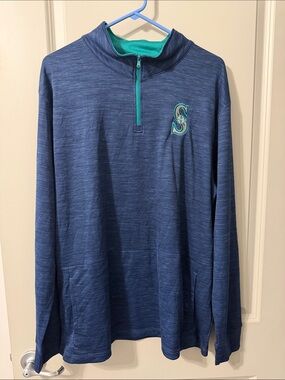 Men's Blue Quarter-Zip Pullover with Teal Accents